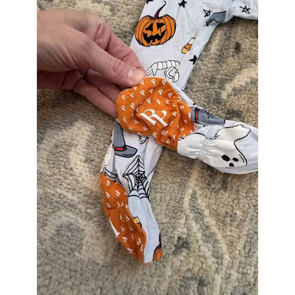 Posh Peanut Unisex Bamboo Halloween Zipper Footie 6-9 Months NWT